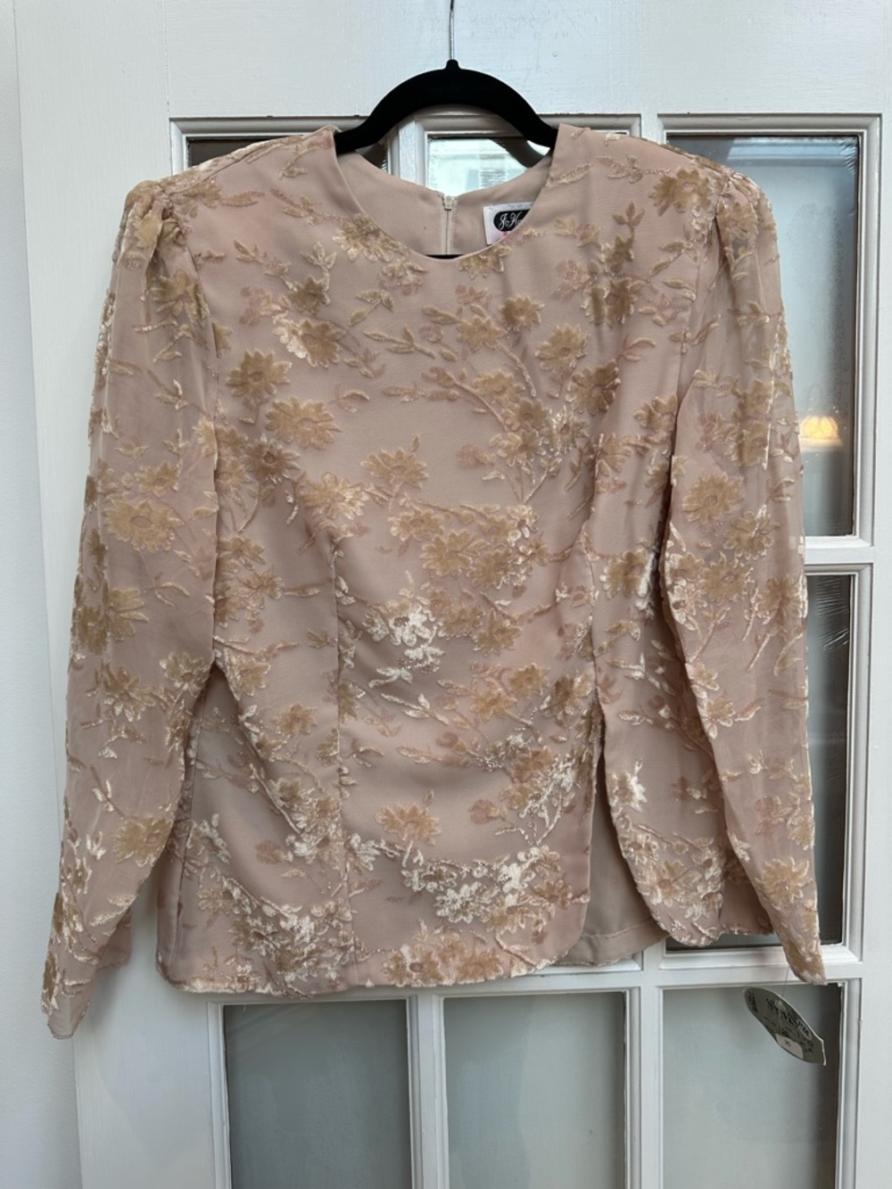Vintage Jo Hanna York 80’s Feminine Fairy Velvet Embroider Floral Blouse Size 12